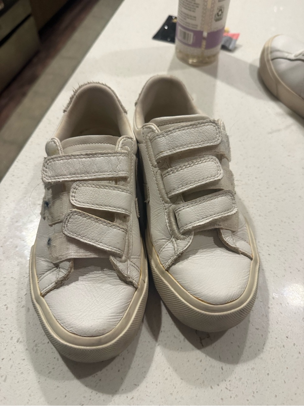 Veja White Velcro Sneakers